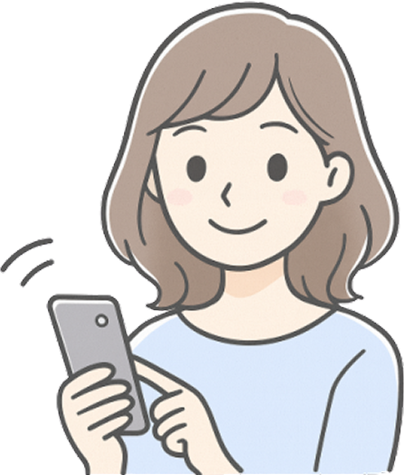 スマートフォンを持つ女性のイラスト